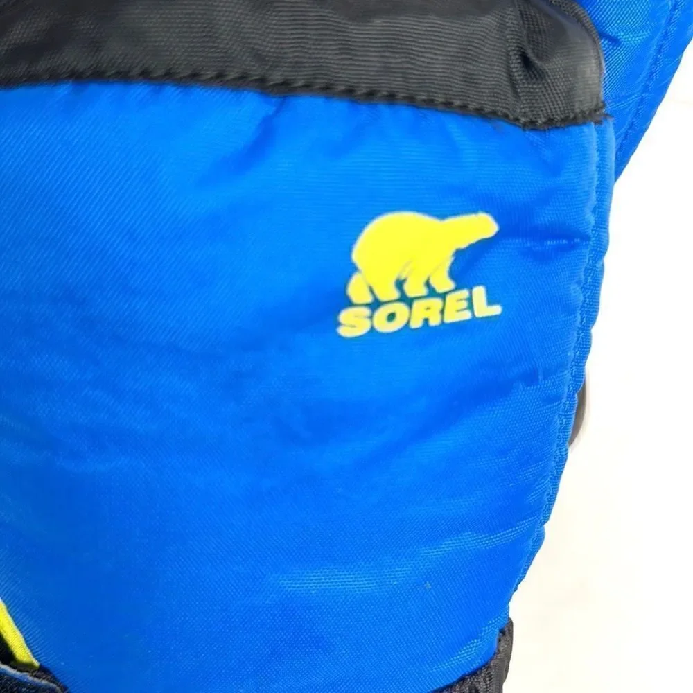 Sorel Children's Flurry Snow Boots Black Blue with Yellow Accents US 4 (22 cm)